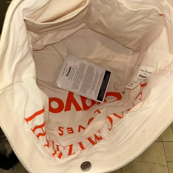 Isaac Mizrahi Crayola pink orange tie dye waves print cotton canvas tote bag - Picture 2 of 7